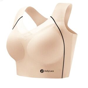 Dolly Lace Anti-Sagging Push Up Full Cup Bra without wires! Beige. Small. EUC
